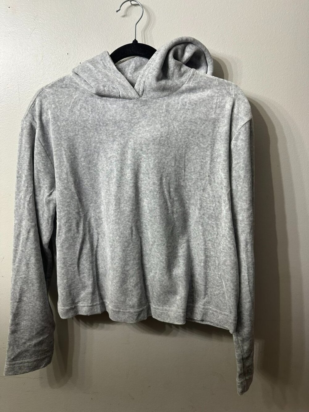 NWT Juicy Couture Black Label Velour Rhinestone Sleeve Hoodie Gray S
